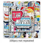 100 multifilmi mittekorduvat viinapuu stiilis grafiti kleebist, tahvelarvutit, auto pagasiruumi veekindlat dekoratiivkleebist