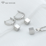 Moodne lihtne roosikuldne sileda kuubiku metallist k&otilde;rvar&otilde;ngad, ehtekomplektid naistele, t&uuml;drukutele, igap&auml;evane ripats kaelakee