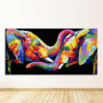 L&otilde;uendimaalid Seinakunst Plakatid ja v&auml;ljatr&uuml;kid Elevandipaar Pildid elutoa sisekujunduseks Abstraktsed loomad V&auml;rvikad elevant 20cm&times;40cm NoFrame