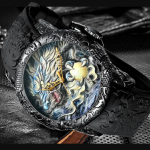 Mustad meeste k&auml;ekellad, moodne 3D-graveeringuga draakon Relogio Masculino luksuslik 2020. aasta tippbr&auml;ndi kvartskell veekindel meeste sportkell one size