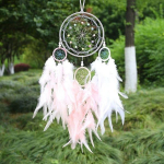 Flower Dream Catcher V&auml;rvilised helmed ning valged ja punased suled