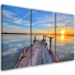 Kolmeosalise pildiga l&otilde;uenditr&uuml;kk Sunset footbridge lake 60x40 sinine