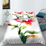 3D Lillede Seeria Voodipesukomplekt Lillemustriga Tekikott Padjap&uuml;&uuml;r 2 v&otilde;i 3 Osaline Mikrokiudkangas Pehme ja Mugav Kodukaunistus AU Double 180x210cm