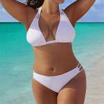 Naiste bikiinide komplekt suvine ujumisriided Push Up Hollow Out Bandage bikiinid 2tk polsterdatud ujumisriided XXXL valge