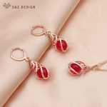 Mood Elegantne Lihtne &Otilde;&otilde;nes Veetilga Rippuvad K&otilde;rvar&otilde;ngad Ehete Komplektid Naistele Roosa kulla v&auml;rvi ripats kaelakee