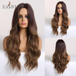 EASIHAIR Pikad Lainelised Pruunid Ombre S&uuml;nteetilised Parukad Naistele Keskmise Lahknemisega Laine Parukad Naturaalsed Juuksed Kuumuskindel Igap&auml;evane Parukas