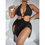 Suures suuruses r&otilde;ngaga &uuml;hendatud kontrastv&otilde;rgust &uuml;hes t&uuml;kis ujumistrikoo Seksikas bikiinid monokinid 0XL must