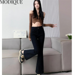 MODIQUE Autumn Plus Size New Women Basics Elastsed t&ouml;&ouml;tlemata servaga p&uuml;ksid t&auml;ispikad k&otilde;rge v&ouml;&ouml;kohaga vabaaja pikad teksad Naiste teksap&uuml;ksid L sinine