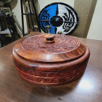 Kaunis puidust nikerdatud Chapati Box India Craft 22,86 cm