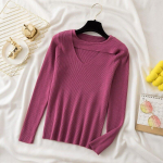 Silmkoelised alumised topid naistele S&uuml;gis ja Talv 2023 Mood V-kaelusega kampsunid &Uuml;hev&auml;rvilised Slim Fit Pullover Riided 28726 One Size roosa punane v&auml;rv