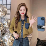 Naiste kardigan, 2023. aasta s&uuml;gisene teksariidest splaissitud l&uuml;hike mantel naiste mood, mitme elemendiga Western &otilde;huke ja mitmek&uuml;lgne naiste mantel One Size hall v&auml;rv