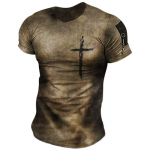 Vintage Jesus Cross Print meeste T-s&auml;rgid Suvised pol&uuml;estrist hingavast &uuml;mmarguse kaelusega lahtised l&uuml;hikesed varrukad pluss suuruses Rock Street Tops L