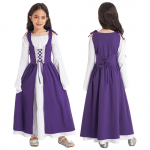 T&uuml;drukute keskaegne printsessi kost&uuml;&uuml;m, renessansi kost&uuml;&uuml;m, r&uuml;&uuml; Retro kleit, Halloweeni cosplay kleit 5-6 Years lilla