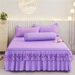 KUUM 3 tk Pitsist Voodikate Voodiseelik Voodipesu Voodikate Padjap&uuml;&uuml;ride Komplekt Harjatud Mikrokiust Volangidega Voodiseelik 120x200cm 3PCS