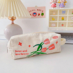 1 tk armas pliiatsikott Kawaii tikandiga lilleline maapliiatsi&uuml;mbris kangast suure mahutavusega pliiatsi hoiukott &otilde;pilaste kirjatarbed