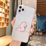 Armas roheline roosa dinosauruspaar l&auml;bipaistev telefoni&uuml;mbris iPhone 13 12 11 Pro MAX XS XR X SE20 7 8 6Plus pehme silikoonkaanega Fundas jaoks iphone 6 Plus
