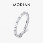 Modian 925 Sterling H&otilde;bedane t&auml;ispuhas CZ Luksuslik s&otilde;rmes&otilde;rmus naistele Cassic pulmakihlamise h&otilde;bedased peened ehted 5 h&otilde;be