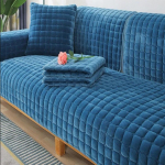 Paks pl&uuml;&uuml;s diivanipadja kate Flanellist sametdiivani kate elutoa jaoks tahke m&ouml;&ouml;bli kaitse Libisemiskindlad katted 70x70cm 1pc tumesinine v&auml;rv