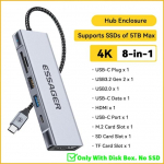Essageri 8-&uuml;hes kiire USB-jaotur koos kettasalvestusega PD100W USB-t&uuml;&uuml;pi c ja HDMI-&uuml;hilduva s&uuml;learvuti dokkimisjaam telefoni s&uuml;learvuti jaoks tumehall v&auml;rv