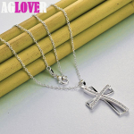 925 Sterling Silver Cross AAA tsirkoonist ripatsiga kaelakee ehted 45cm