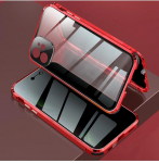 Pimestamisvastane magnet&uuml;mbris iPhone 15 12 Pro MAX 14 Plus 13 Mini 11 privaatsusekraanile, klaasist kate, metallist kaitseraua kaamera kaitse&uuml;mbris For iPhone11 Pro MAX punane