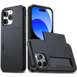 Armour Case iPhone'ile 15 14 13 12 11 Pro Max X XR XS 7 8 Plus 2023 Slim Dual Laye Heavy Duty kaitsev peidetud kaardipesa rahakoti kate iPhone 15 Pro Max must