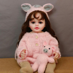 Realistlik istutatud lokkis juustega Reborn Baby Doll Girl Lifelike 55cm t&auml;isvin&uuml;&uuml;list keha simulatsioon Nukk Wear Beauty Roosa Nosa kootud riided Nukk Beebim&auml;nguasi 22 Inch