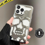 Luksuslik Skeleton Skull Case iPhone'ile 11 12 13 14 15 Pro Max telefoni&uuml;mbrised P&otilde;rutuskindlad tagakaane kaamera T&auml;iskaitse Hollow Funda For iPhone 14 h&otilde;be