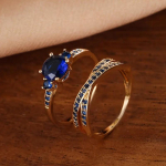 Vintage kuldse v&auml;rviga &uuml;mmargune l&otilde;igatud sinine kivirist s&otilde;rmuse komplekt Pulmapaela s&otilde;rmuse komplekt S&otilde;brap&auml;eva kingitus 12