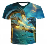 Godzilla Vs Monster King Kong T-s&auml;rk 3D digiprindiga T-s&auml;rk Multikas Poistele T&uuml;drukutele L&uuml;hikeste varrukatega suver&otilde;ivad Kingitus 130cm