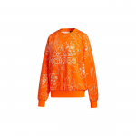 Adidas Aop Sweat Logo Prindiga Vabaaja Spordipusa &Uuml;mmarguse Kaelusega Dressipluus Naiste Topp Oranž GT6487 M