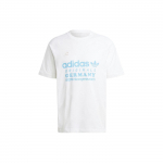 Adidas Originals Logoga Graafiline Tr&uuml;kiga &Uuml;mmarguse Kaelusega Raglaanl&uuml;hikeste Varrukatega T-s&auml;rk Meeste Pealisr&otilde;ivad Valge IR9634 XL
