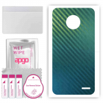 apgo Protective Skin Sticker for the back compatible with Motorola Moto E4, Wrap Film, Foil, Vinyl - Pattern Carbon Chameleon CAKA1