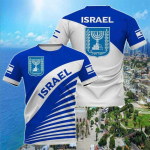 Iisraeli lipp meeste T-s&auml;rk 3D-prindiga Iisraeli rahvusliku embleemiga, l&uuml;hikeste varrukatega O-kaelusega &uuml;lisuur spordis&auml;rk R&otilde;ivad XXL