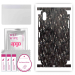 apgo Protective Skin Sticker for the back+sides compatible with Apple iPhone XS Max, Full Wrap Film, Foil, Vinyl - Pattern Carbon Black Pixel