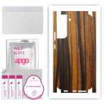 apgo Protective Skin Sticker for the back+sides compatible with Samsung Galaxy S22 Plus, Full Wrap Film, Foil, Vinyl - Pattern Tigerwood