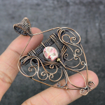 Natural Mosaic Jasper Gemstone Copper Wire Wrap Gift Jewelry Pendant 3.15 j5q60