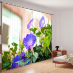 2 Paneeliga Lilla Sinine Lillemustriga Kardin Magamistuppa, Elutuppa, P&otilde;randast laeni Aknale, K&ouml;&ouml;gi Vaheseinaks, Ukseks cortinas Drapes (50Wx50H)x2(CM)&Grommet Top