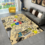 3D-muusika noot klaverikunsti ala suur vaip, vaipvaip elutoa diivani uksemati sisekujunduseks, lapse libisemiskindel p&otilde;randamatt 100x150cm(39x59in)