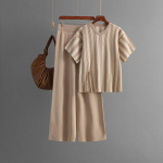 S&uuml;gistalv laisk tuul avara k&otilde;rge kraega sviiter, naiste &uuml;hev&auml;rviline l&uuml;hikeste varrukatega kootud laia s&auml;&auml;rega p&uuml;ksid, kaheosaline komplekt One Size must