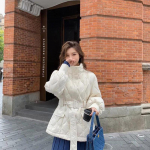 Talvine naiste sulejope Korea stiilis moodne rombipuuvillane jakk v&ouml;&ouml;kohaga Suures suuruses sulejope S roosa