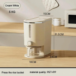 Suletud riisi &auml;mber &uuml;he nupuvajutusega riisi dosaator Niiskuskindel riisi &auml;mber tassi teravilja pulbri karbiga, toidu teravilja konteiner 5KG