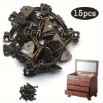 15/30 tk Mini Ornaments tsingist sahtli k&auml;epidemed - antiikne messing - sobib suurep&auml;raselt ehtekarpidele ja v&auml;ikestele m&ouml;&ouml;blikoristusvahenditele 15pcs-With screws