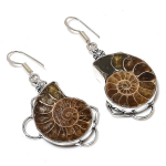 Ammonite Fossil Gemstone Handmade 925 Sterling Silver Jewelry Earring 2.25 m4b39