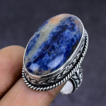 Sodalite Gemstone handmade 925 Sterling Silver gift Jewelry Ring Size 9 y8L01
