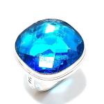 Blue Topaz Gemstone Handmade 925 Sterling Silver Gift Jewelry Ring Size 8 q5c51