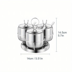 Roostevabast terasest maitseainepurgi komplekt koos lusikaga v&uuml;rtsikonteineriga koos p&ouml;&ouml;ratava p&otilde;hjaga soola-suhkru maitseainepoti k&ouml;&ouml;gitarvikutega 1PC 3 Cans Set