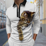 Polos&auml;rgid Meeste pikkade varrukatega armsa auguga kassiprint Uus meeste polos&auml;rk pikkade varrukatega lukuga T-s&auml;rk top XS sinine