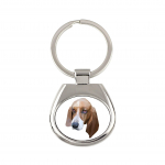 Basset Hound - geometric keychain with a photo and the inscription Art-Dog