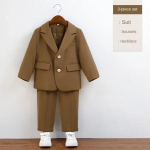 Poiste vabaaja &uuml;likond, roheline h&auml;rrasmeeste s&uuml;nnip&auml;evaks m&otilde;eldud klaverikost&uuml;&uuml;mid lastele koolivormi bleiseri komplekt 100cm pruun